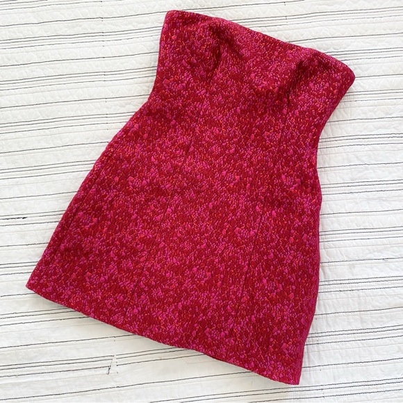 NWT Forever New Ariana Petite Textured 90s Mini Dress Red and Pink Boucle sz 4 - Picture 6 of 12